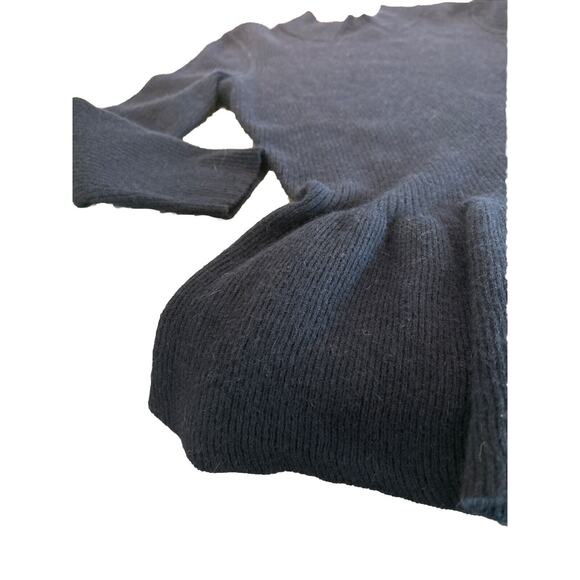 Tory Burch Madeline Med Wool Long Sleeve Rib Peplum Sweater Navy Blue Angora EUC - Picture 5 of 11